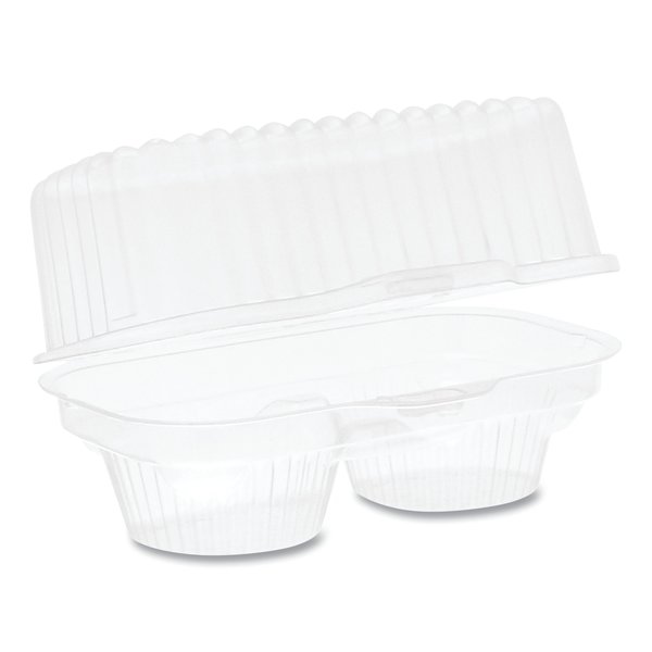 Pactiv ClearView Bakery Cupcake Container, 2-Comp, 6.75 x 4 x 4, Clear, PK100 PK 2002